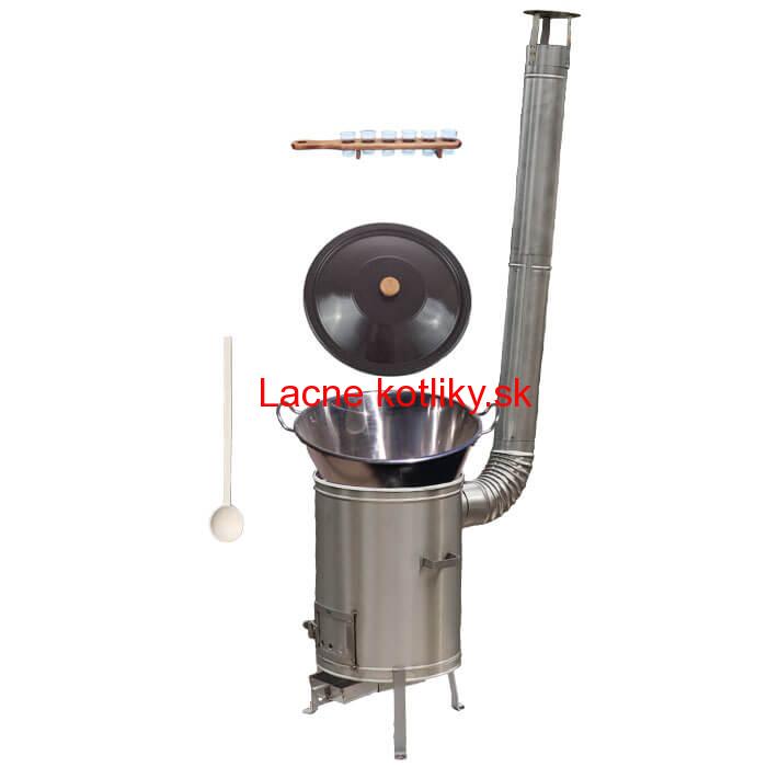 Zabíjačkový nerezový kotol 80 L + nerezová kotlina 56 cm + štamperlíky