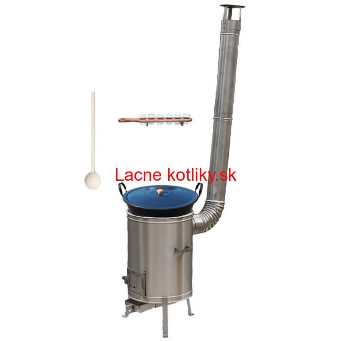 Zabíjačkový smaltovaný kotol 60 L + nerezová kotlina 53 cm + štamperlíky