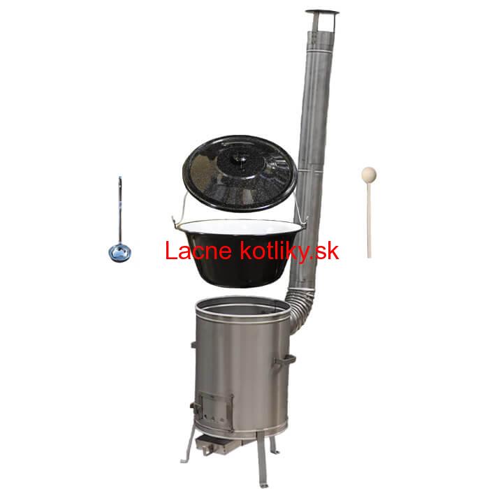 Smaltovaný kotlík 13 L (1,2 mm) + nerezová kotlina 36 cm + vareška a naberačka LUX