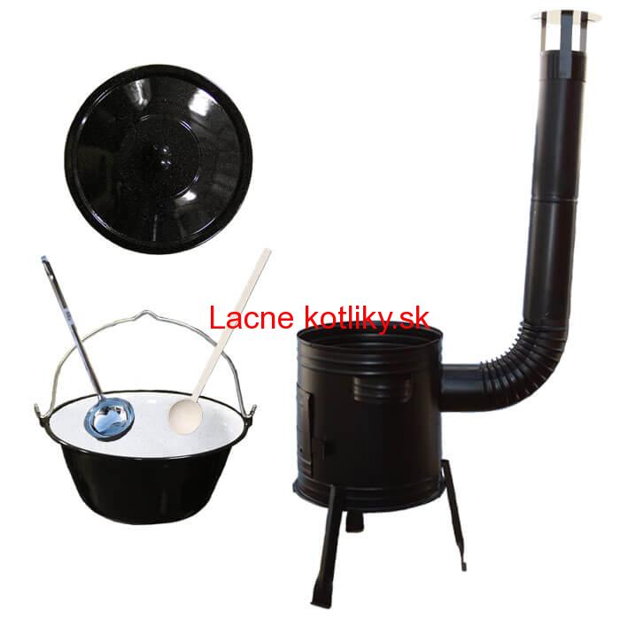 Smaltovaný kotlík 16 L (1,2 mm) + kovová kotlina 39 CLASSIC (KOV) + vareška a naberačka Easy party