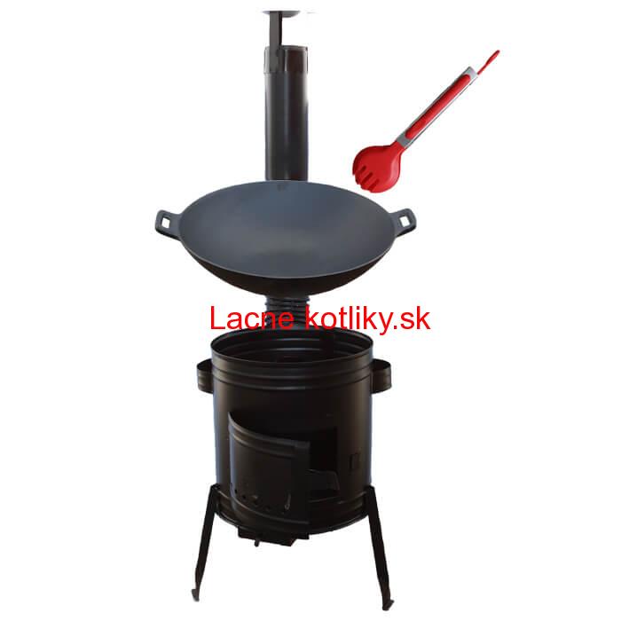 Liatinový wok 36 cm + kotlina 31 cm a obracačka WOK AZIA