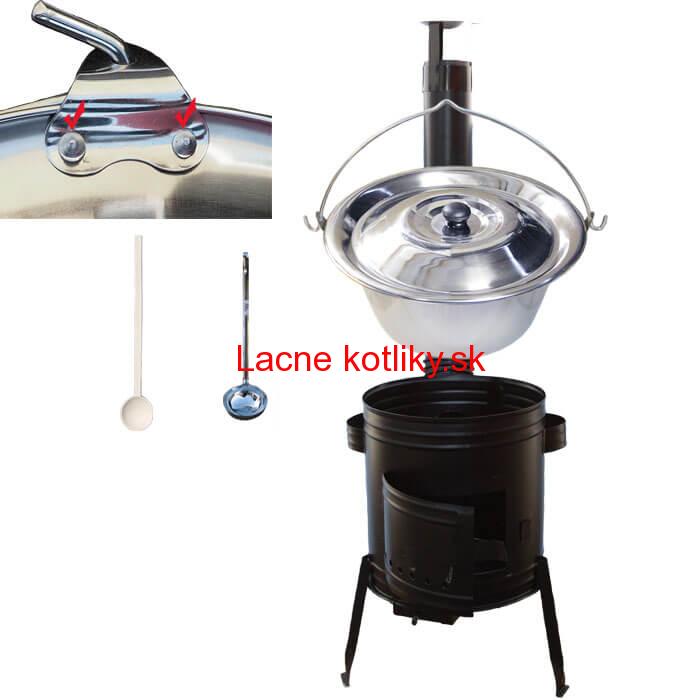 Nerezový kotlík 30 L (0,8 mm zosilnený s nitmi) + kovová kotlina 45 cm