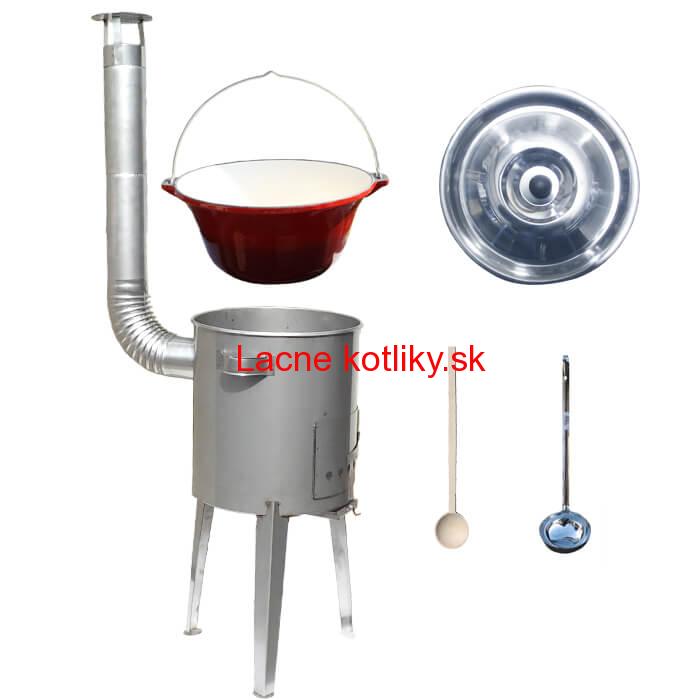 Liatinový kotlík 16 L + nerezová kotlina a naberačka LUXUS