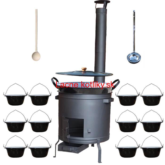 Smaltovaný kotol 70 L + servírovacie kotlíky (12 ks) PLUS 600