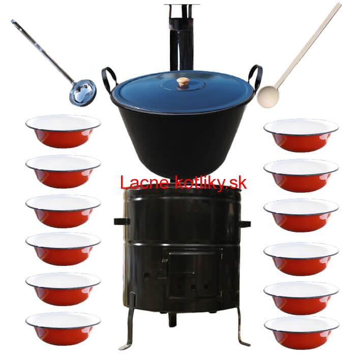 Smaltovaný kotol 80 L + smaltované taniere BIG PARTY