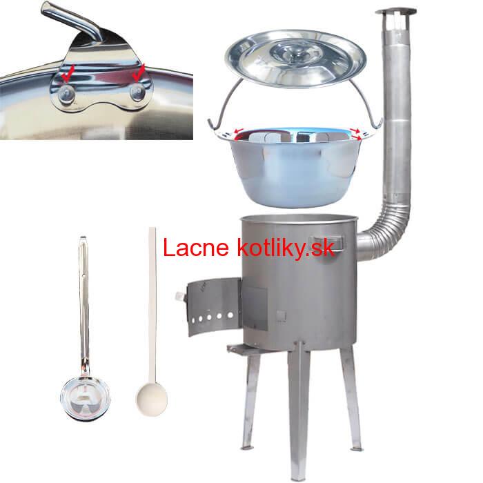 Zosilnený nerezový kotlík 30 L (0,8 mm) + nerez. kotlina 45 cm LUXUS