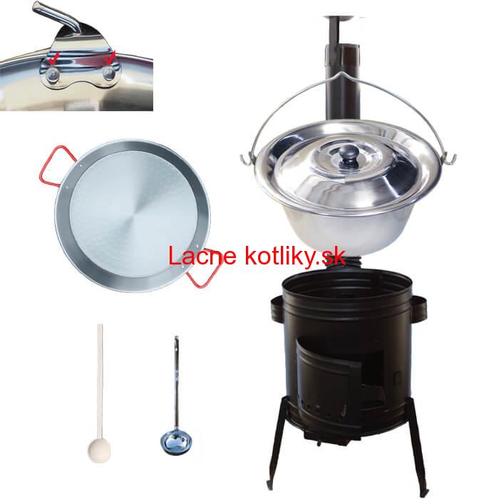 Paella oceľová panvica 46 cm s nerezovým kotlíkom 20 L (0,8 mm) a kotlinou