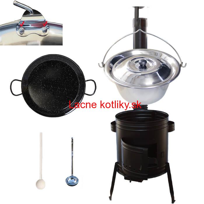 Paella smaltovaná panvica 38 cm s nerezovým kotlíkom 15 L (0,8 mm) a kotlinou