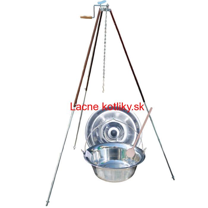 Antikorový kotlík 30 L (1,2 mm) + teleskopická trojnožka s poistnou kladkou + pokrievka