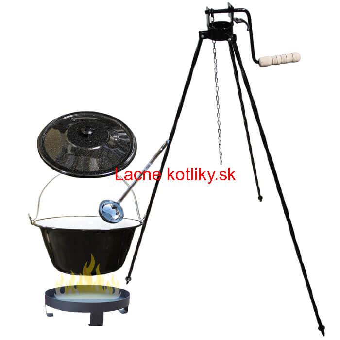 Smaltovaný kotlík 13 L (1,2 mm) + Ohnisko + stojan s kladkou VAR