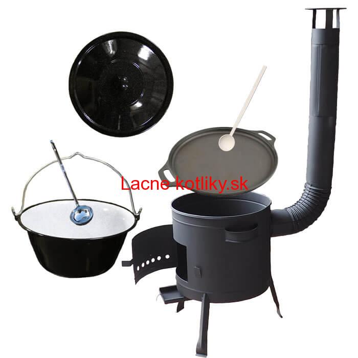 Smaltovaný kotlík 20 L (1,2 mm) + Liatinová panvica 43 cm + žiaruvzdorná kotlina 42 PLUS 600