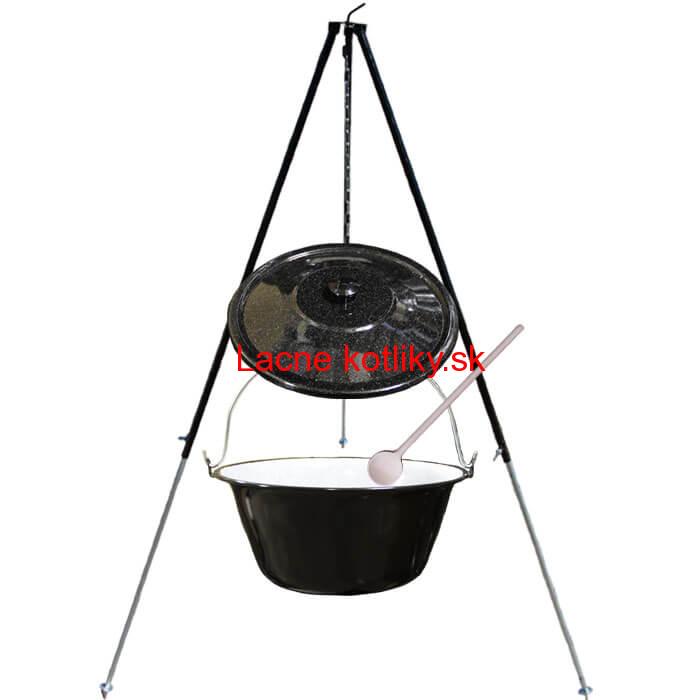 Smaltovaný kotlík 40 L + pokrievka + teleskopická trojnožka 1,7 m