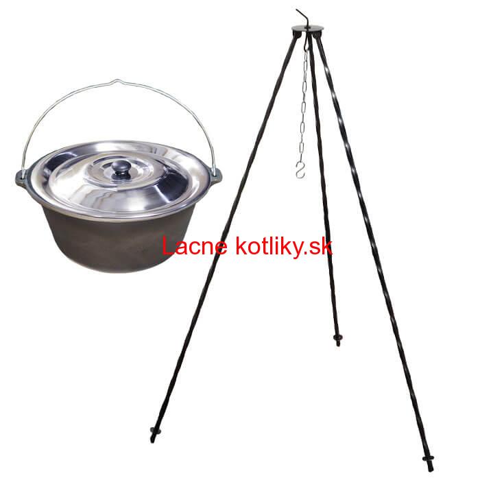 Liatinový kotlík 10,8 L + pokrievka + trojnožka 1,2 m