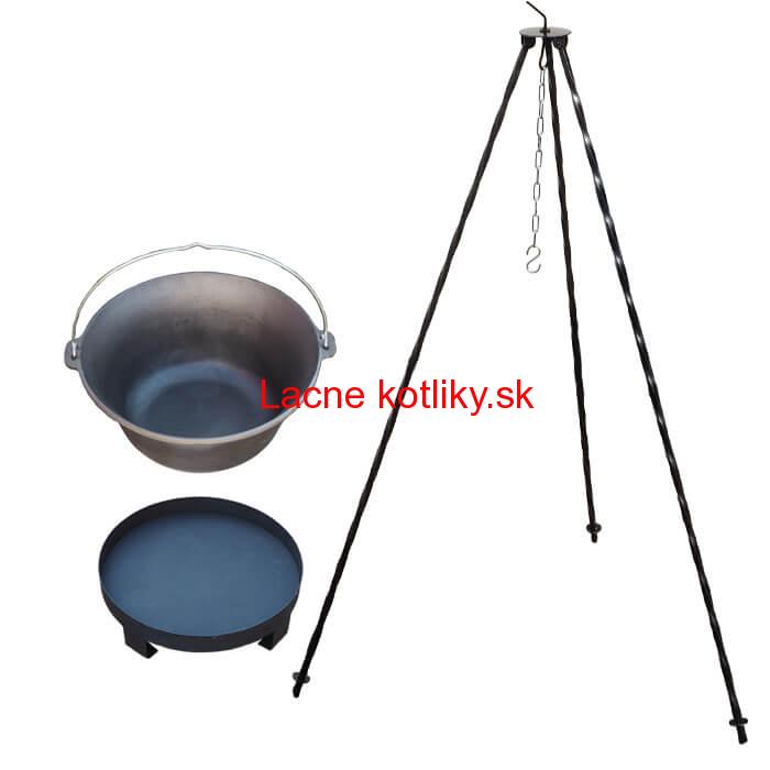 Liatinový kotlík 16 L + trojnožka 1,2 m + ohnisko 36 cm