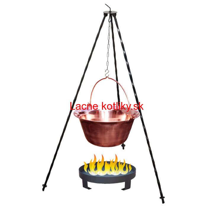Medený kotlík 6 L (1,2 mm) + trojnožka 1 m + ohnisko 36 cm