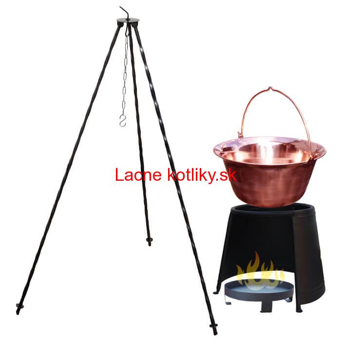 Medený kotlík 10 L (1,2 mm) + chránič plameňa 37 cm + ohnisko 36 cm + trojnožka 1,2 m