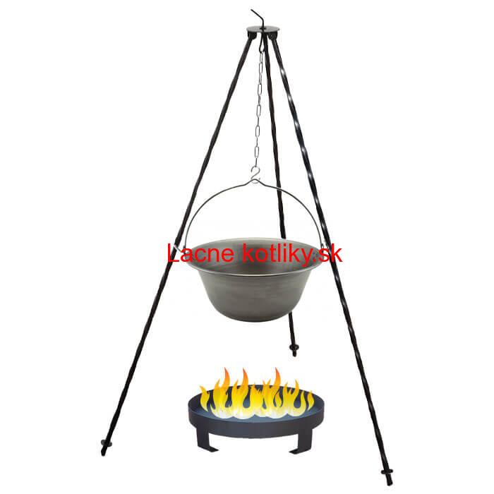 Železný kotlík 20 L (0,75 mm) + trojnožka 1,2 m + ohnisko 36 cm