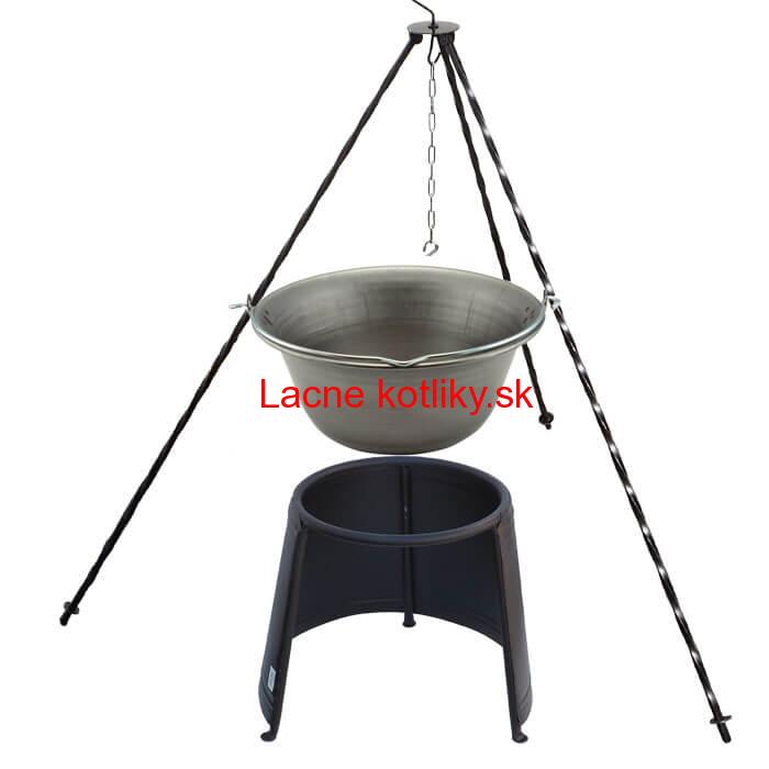 Železný kotlík 10 L (0,75 mm) + chránič plameňa 37 cm + trojnožka 1,2 m