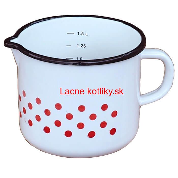Smaltovaný hrnček s výlevkou 1,5 L - bodkovaný