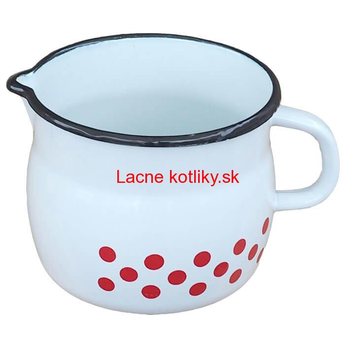 Smaltovaný hrnček s výlevkou 1,5 L baňatý - bodkovaný