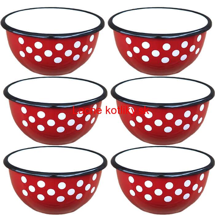 Súprava smaltovaných misiek 18 cm 6 ks