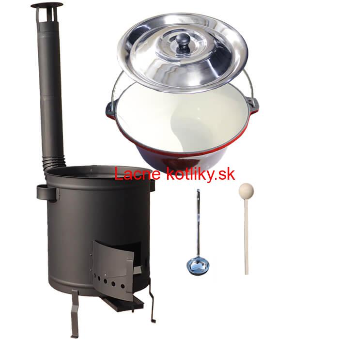 Liatinový kotlík 16 L + hrubostenná (1,5 mm) žiaruvzdorná kotlina 36 PLUS 600