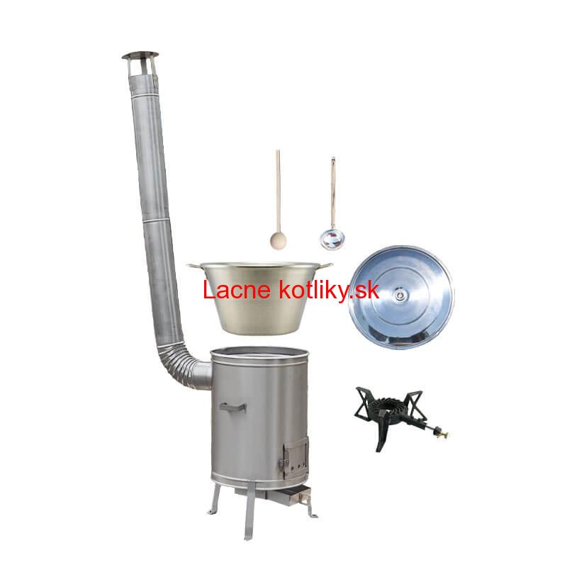 Nerezový kotol 70 L + nerezová kotlina 56 cm LUX + liatinový horák 7,5 kW BIG PARTY