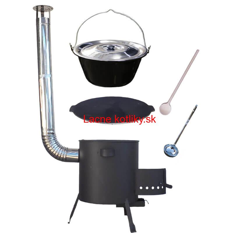 Smaltovaný kotlík 20 L + liatinová panvica 45 cm + žiaruvzdorná kotlina 42 cm PLUS 600