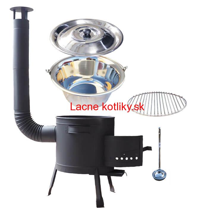 Nerezový kotlík 20 L (1,2 mm) INOX + Nerezový rošt 45 cm + nízka žiaruvzdorná kotlina 42 cm PLUS 600