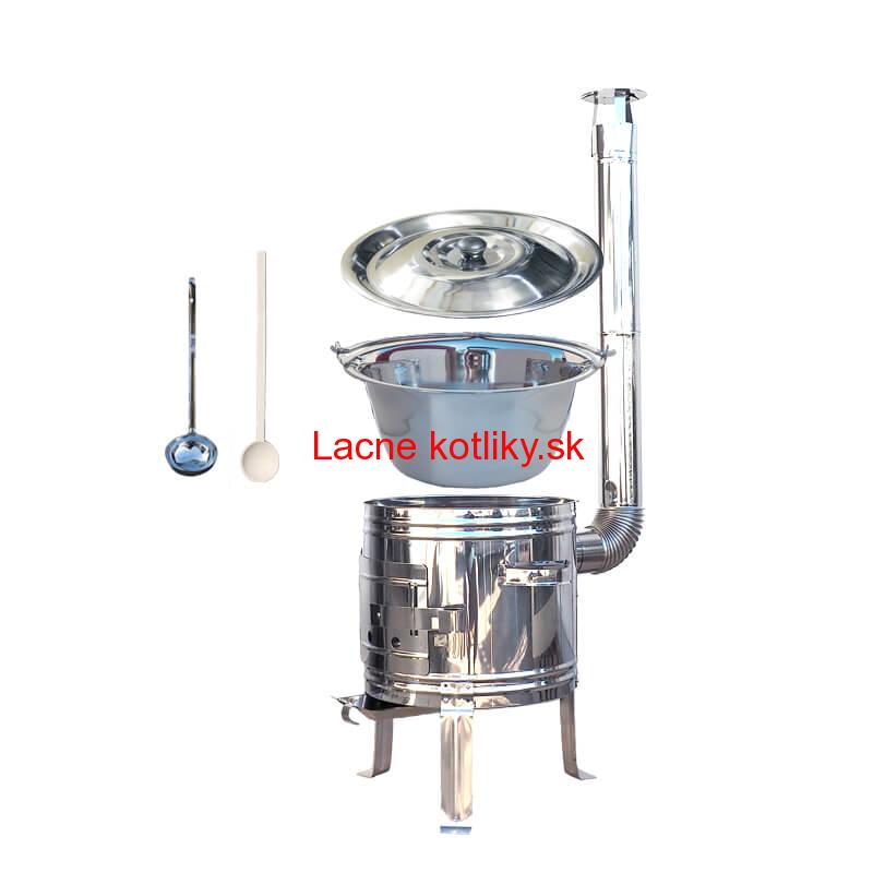 Nerezový kotlík 15 L (0,8 mm) zosilnený s nitmi + nerezová kotlina 36 cm TOP INOX