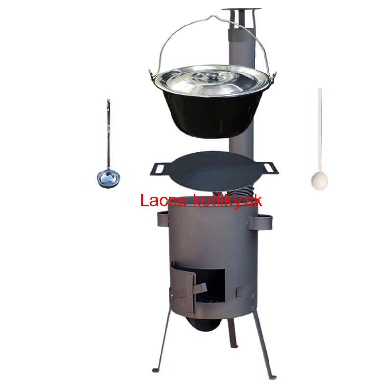 Smaltovaný kotlík 13 L + železná panvica 38 cm UNI + žiaruvzdorná kotlina 36 PLUS 600 4 MM