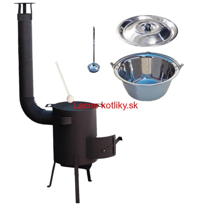 Nerezový kotlík 22 L (0,8 mm) INOX + železná panvica 44 cm UNI + kotlina 42 cm PLUS 600 4 MM