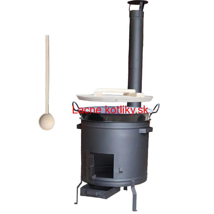 Smaltovaný kotol 100 L na zabíjačku s žiaruvzdornou kotlinou 60 cm PLUS 600 + vareška