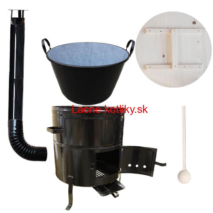 Smaltovaný kotol 100 L na zabíjačku s kovovou kotlinou 60 cm CLASSIC + vareška