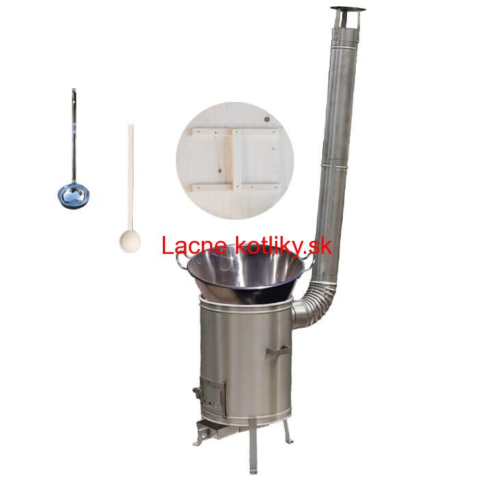 Zabíjačkový nerezový kotol 100 L + nerezová kotlina 60 cm + vareška a naberačka