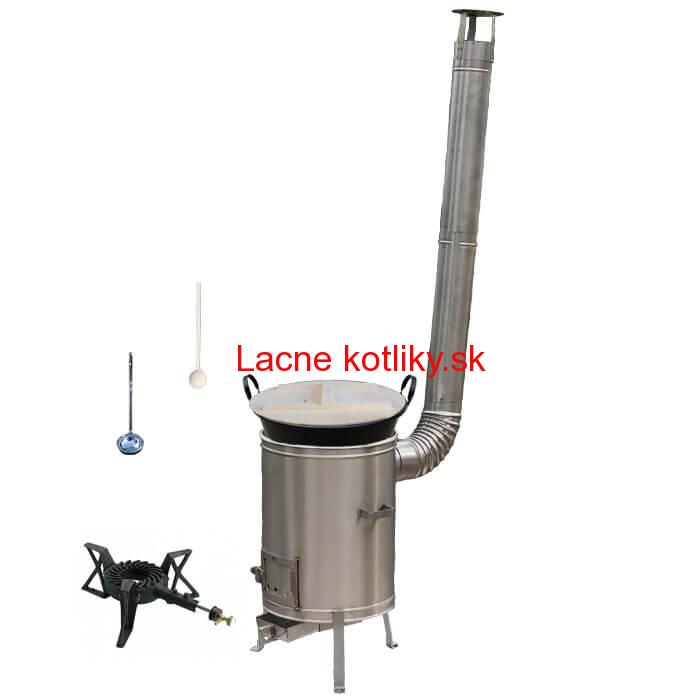 Zabíjačkový smaltovaný kotol 100 L + nerezová kotlina 60 cm + horák 7 kW + vareška a naberačka