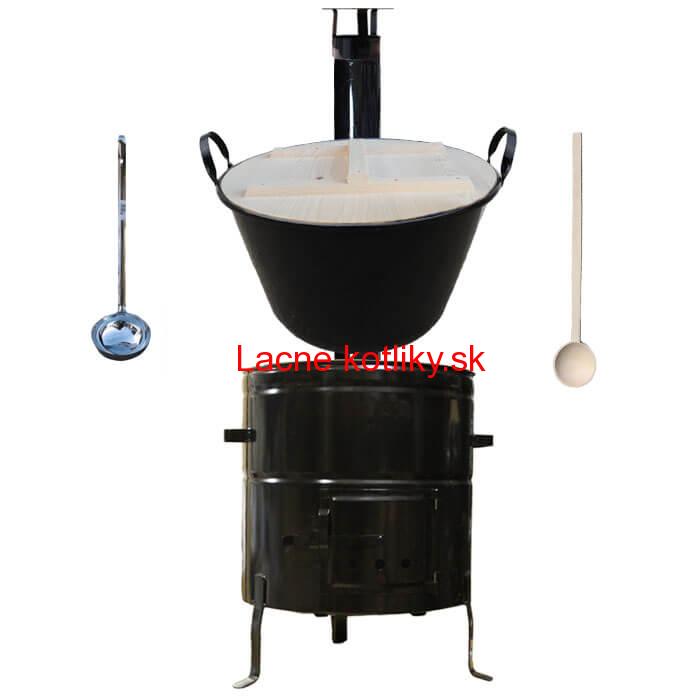 Smaltovaný kotol 100 L + kovová kotlina 60 cm + vareška a naberačka BIG PARTY