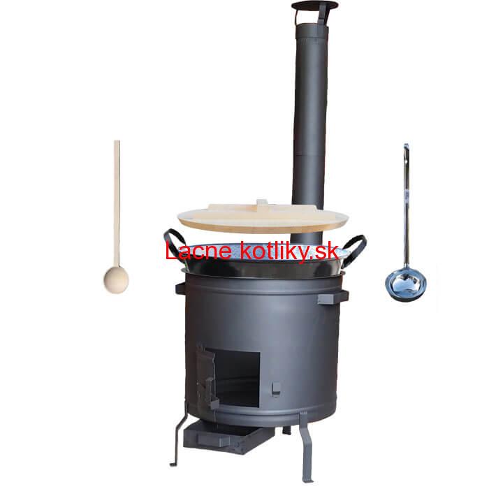 Smaltovaný kotol 100 L + žiaruvzdorná kotlina 60 cm PLUS 600 + vareška a naberačka BIG PARTY