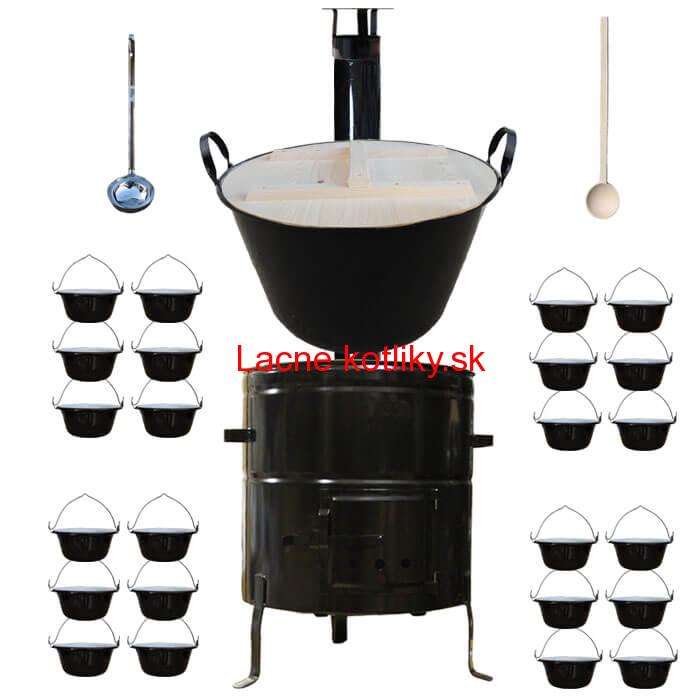 Smaltovaný kotol 100 L + servírovacie kotlíky (24 ks) + vareška a naberačka BIG PARTY
