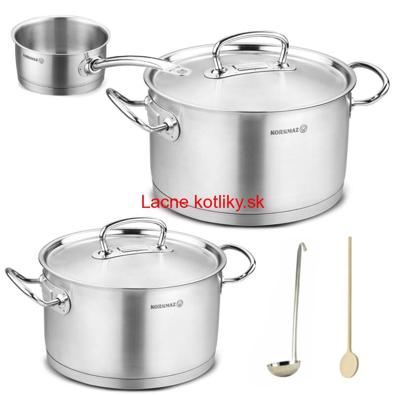 Sada nerezových hrncov s pokrievkou + rajnica 2 + 1 ks 6 L, 10 L, 2,8 L