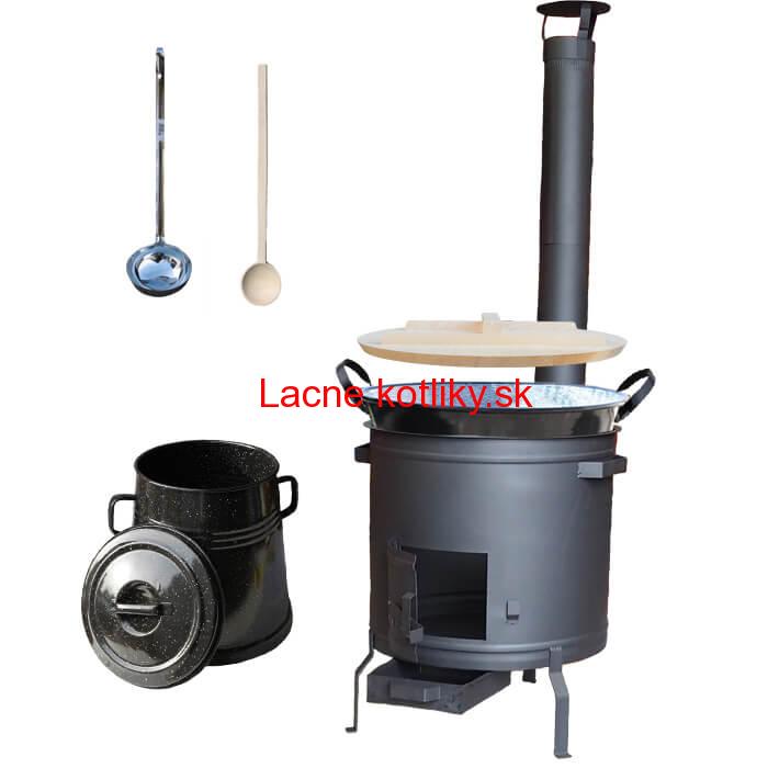 Smaltovaný kotol 100 L + žiaruvzdorná kotlina 60 cm PLUS 600 + Nádoba na masť 10 L