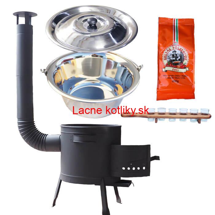 Nerezový kotlík 22 L (0,8 mm) + korenie + štamperlíky + nízka žiaruvzdorná kotlina (0,8 mm) 42 PLUS 600