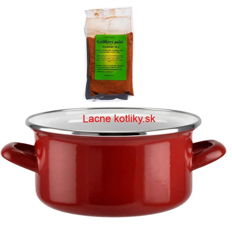 Smaltovaný kastról s pokrievkou 3 L červený + pikantná zmes korenia 50 g Kotlíkový guláš
