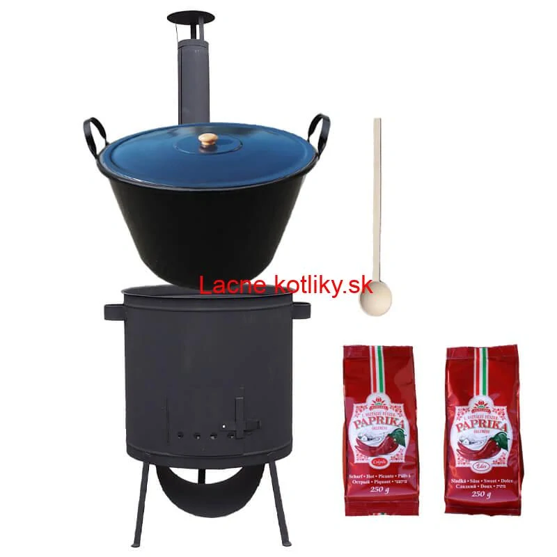 Smaltovaný kotol 60 L na zabíjačku + žiaruvzdorná kotlina 53 PLUS 600 4 MM + sladká a štipľavá paprika + vareška