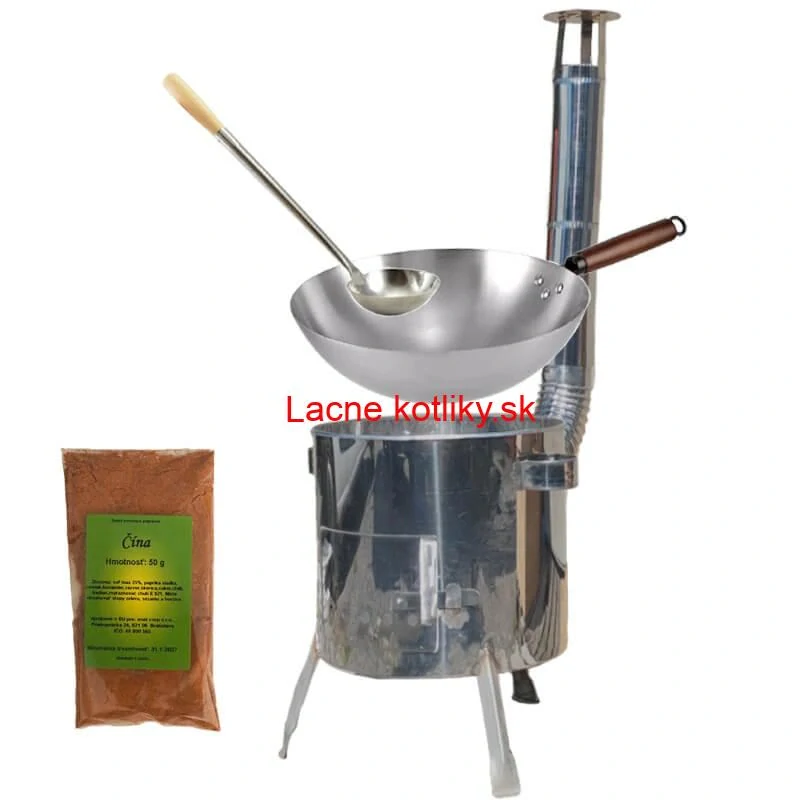 Nerezový kotlík 10 L (0,8 mm) + nerezová kotlina 31 INOX LUSTRO + Wok + korenie 50 g