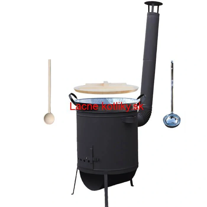 Smaltovaný kotol 100 L + žiaruvzdorná kotlina 42 PLUS 600 4 MM + varecha a naberačka BIG PARTY