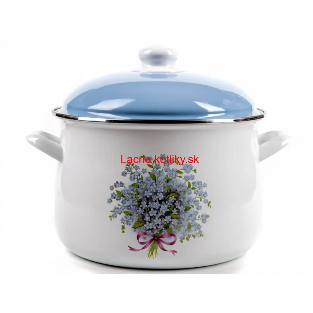 Smaltovaný hrniec s kvetinovým vzorom – Nezábudka 4 l + pokrievka