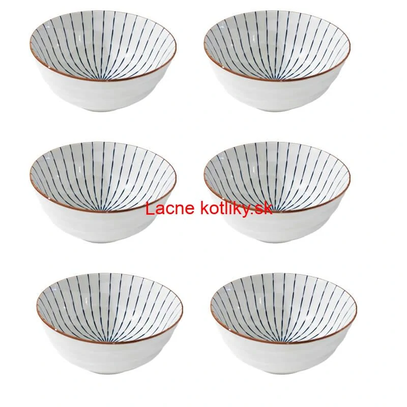 Sada 6 ks veľkých keramických misiek na guláš a polievky, 1 liter