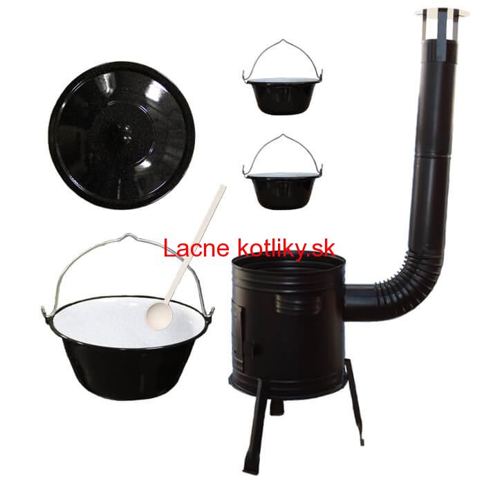 Smaltovaný kotlík 25 L (1,2 mm) + kovová kotlina 42 CLASSIC (KOV) + 2 smaltované servírovacie kotlíky 0,8 L