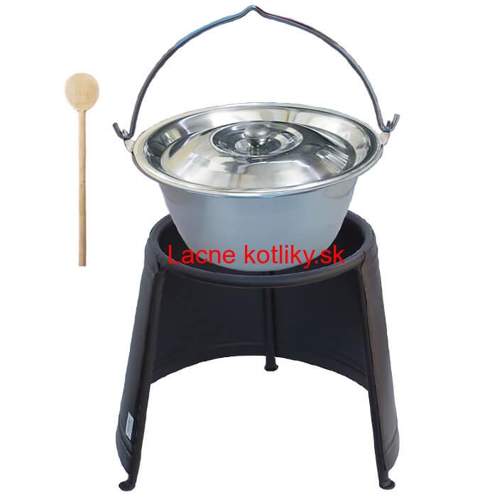 Nerezový kotlík 14 L (0,8 mm) + pokrievka + chránič plameňa